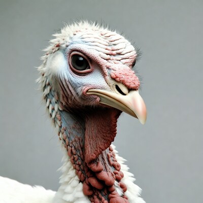 Close-up white turkey head