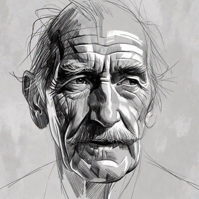 Elderly man with mustache portrait