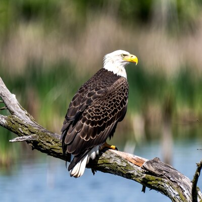 Bald eagle perched on branch