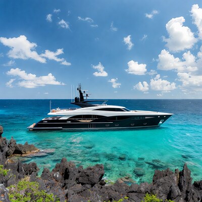 Luxury Yacht Anchored in Turquoise Waters