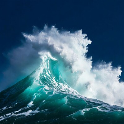 Massive turquoise wave crashing