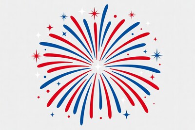 Red Blue Fireworks Illustration