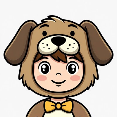 Boy in dog costume illustration