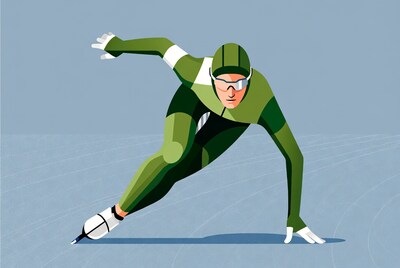 Speed Skater in Green Suit