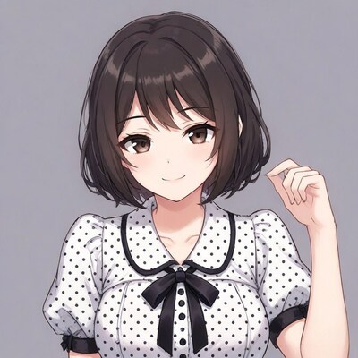 Anime girl in polka dot dress