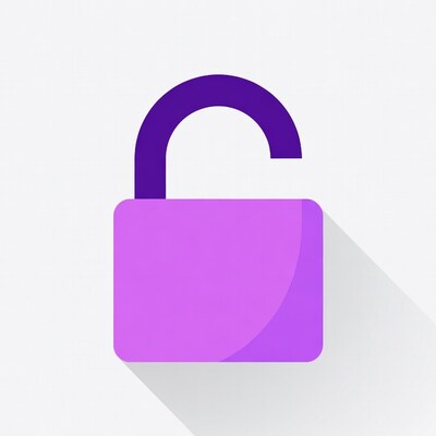 Purple unlocked padlock icon