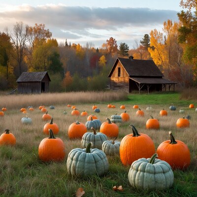 Pumpkin Patch Barn Fall Landscape