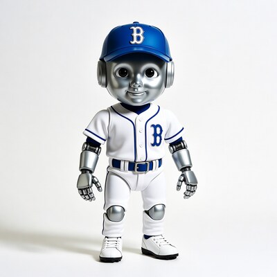 Robot boy in Boston Red Sox uniform