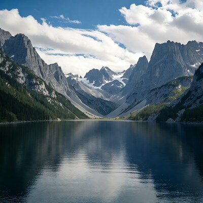 Mountain Lake with Jagged Peaks