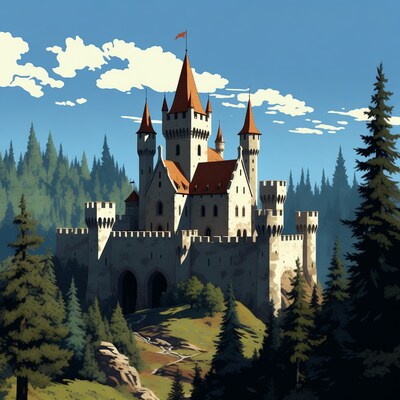 Medieval Castle in Forest