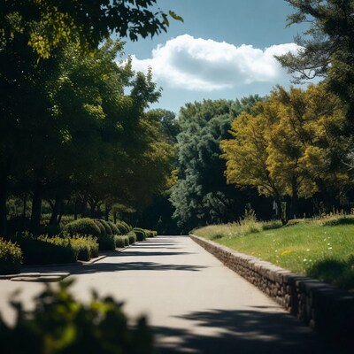 Tree-Lined Path in Park