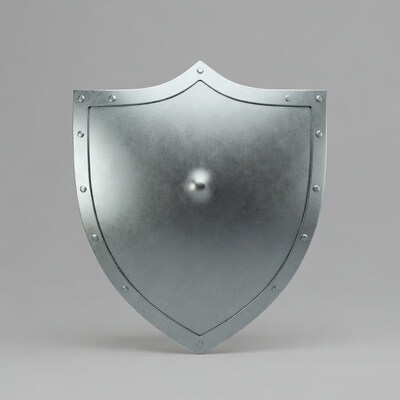 Silver medieval shield isolated