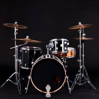 Drum Set on Black Background