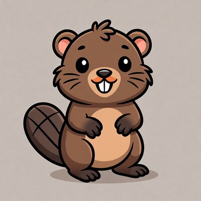 Cute cartoon beaver smiling