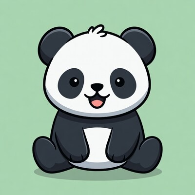 Cute cartoon panda smiling