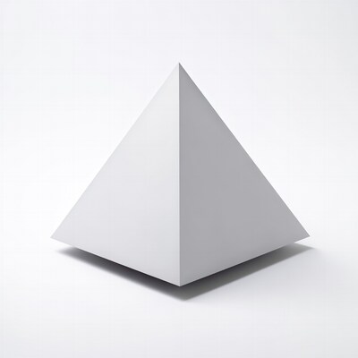 White Pyramid on Isolated Background