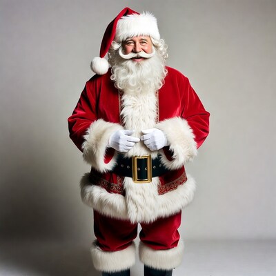 Smiling Santa Claus in red suit