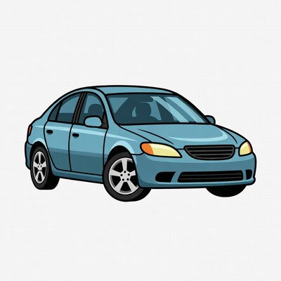 Blue sedan car illustration