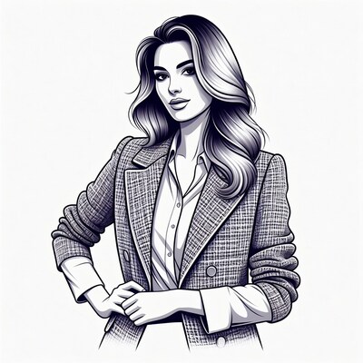 Elegant woman in tweed blazer