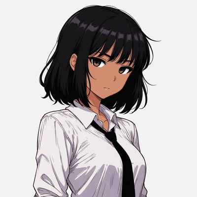 Anime girl in white shirt and tie