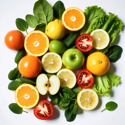 Fresh Fruits and Vegetables Flat Lay