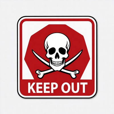 Keep Out Skull Crossbones Sign