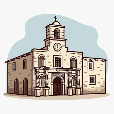 Adobe Mission Church Illustration