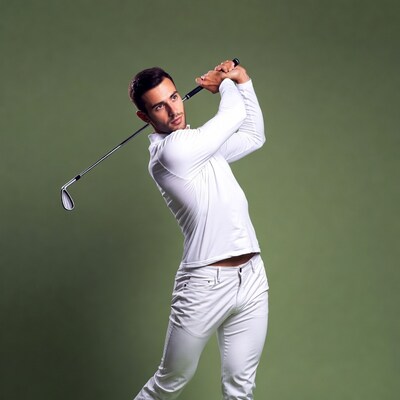 Man swinging golf club