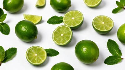 Fresh limes and mint leaves