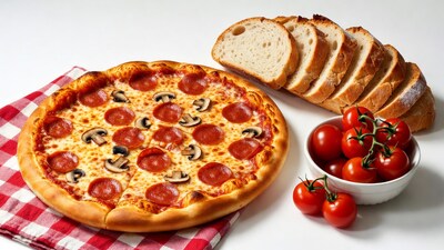 Pepperoni Mushroom Pizza with Bread Tomatoes
