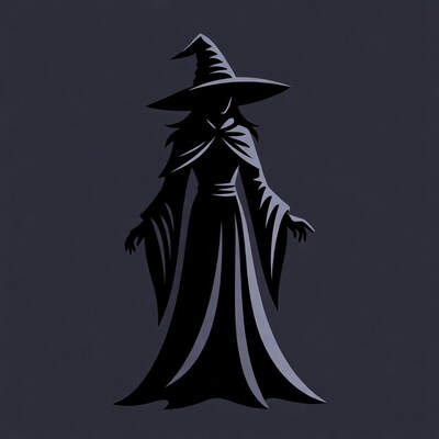 Silhouette Witch in Pointed Hat