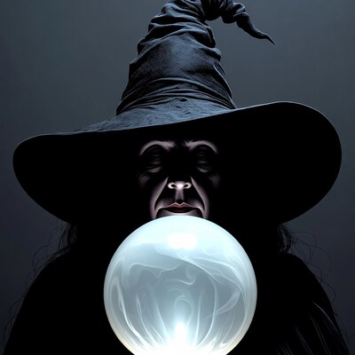 Witch holding glowing crystal ball