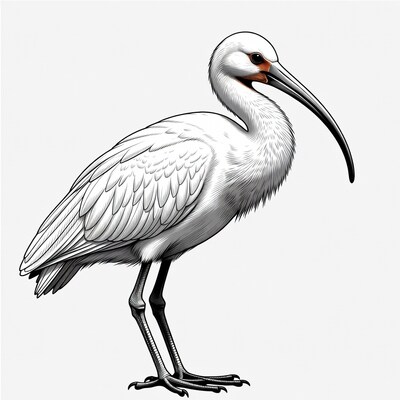 White Ibis Bird Illustration