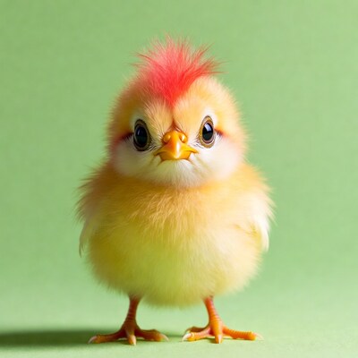 Yellow chick with red mohawk