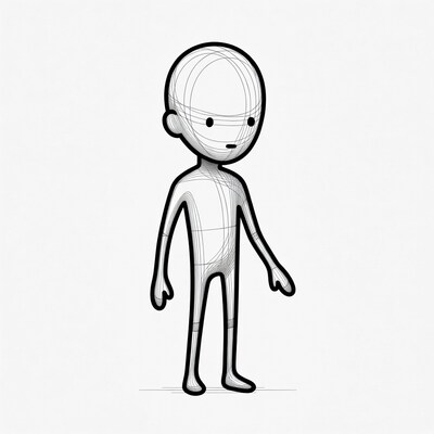 Cartoon wireframe boy standing side view