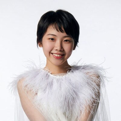 Asian woman with white feather boa