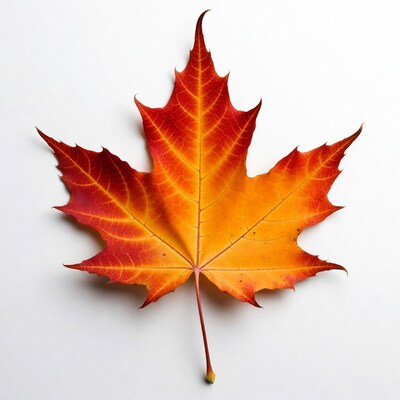 Red Maple Leaf on White Background