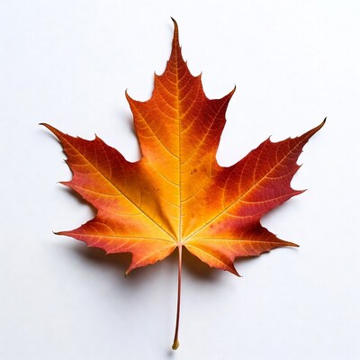 Red Maple Leaf on White Background