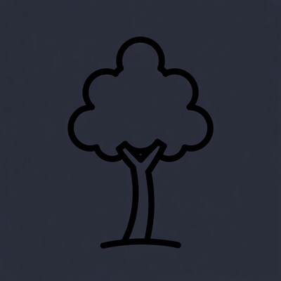 Black line art tree illustration
