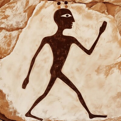 Ancient Egyptian stick figure walking