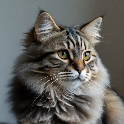 Tabby cat with yellow eyes