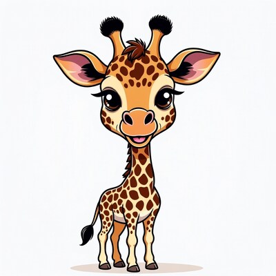 Cute cartoon baby giraffe