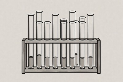 Test Tubes in Wooden Rack Illustration