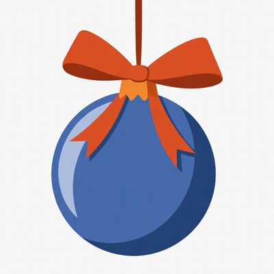 Blue Christmas Ornament with Red Bow