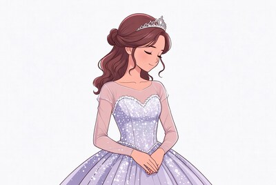 Anime princess in purple gown