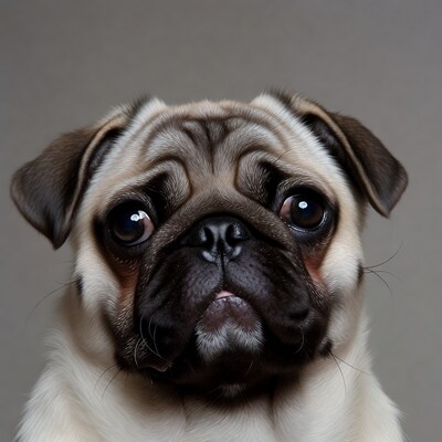 Close-up pug dog portrait