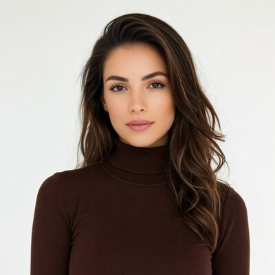 Woman with brown hair in turtleneck