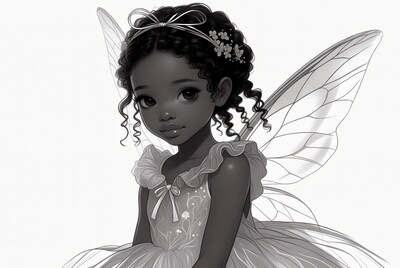 Black girl fairy with wings
