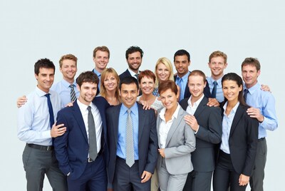 Diverse business team standing together
