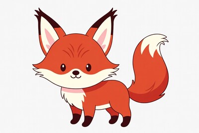 Cute cartoon red fox